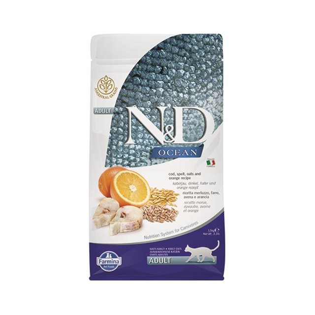 Farmina N&D cat OCEAN (AG) adult, codfish, spelt, oats & orange 1,5 kg